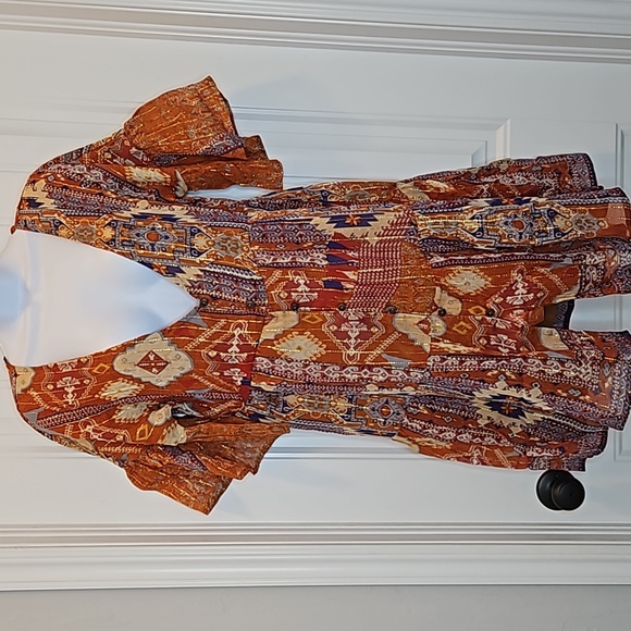 *NWT* RAGA Sunset Flutter Sleeve Metallic Dress - Picture 1 of 12